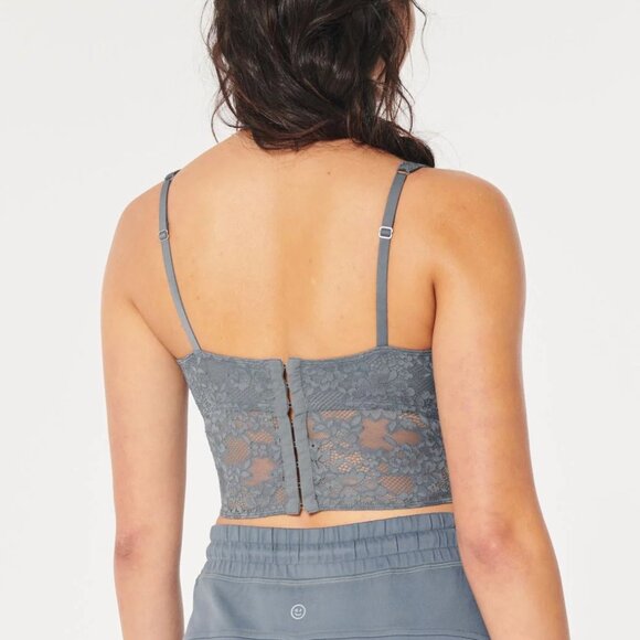 NWT Gilly Hicks Steel Blue Lace Corest, M Curvy - Picture 2 of 10